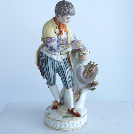 Antique Meissen Figure Gentleman Gathering Firewood