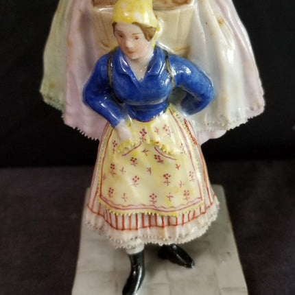 Antique Vienna Figure Lace woman Laundress Meissen KPM style Impressed Shield Ma