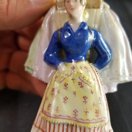 Antique Vienna Figure Lace woman Laundress Meissen KPM style Impressed Shield Ma