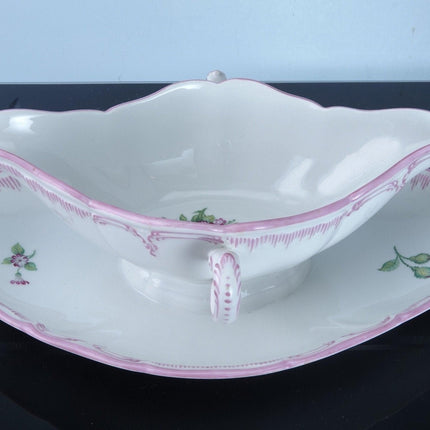 Antique KPM Sauce Boat Hand painted Pink trim and flowers