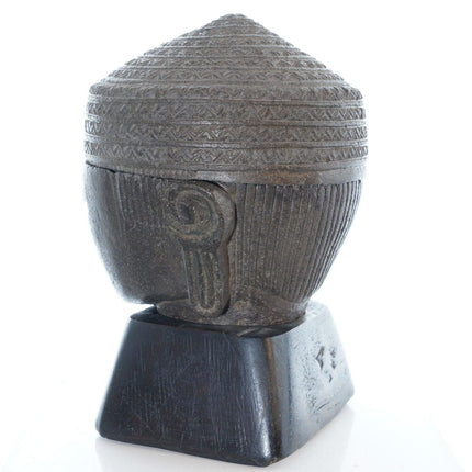 Archaistic Carved Schist Stone Buddha head offering box/censer