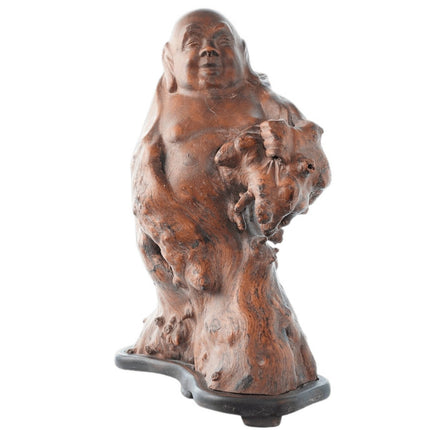 Antike geschnitzte Wurzel-Hotei-Buddha-Figur