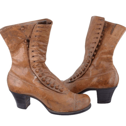 c1900 Roberts, Johnson &amp; Rand Braune High-Top-Schnürstiefel aus Leder