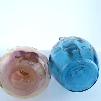 c1890 波西米亚干瓶琥珀色和蓝色/琥珀珐琅