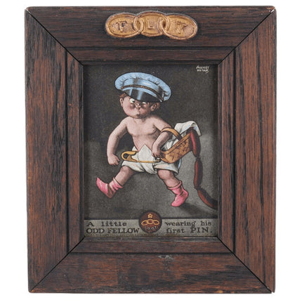 c1910 FLT A little Odd Fellow Wearing His First Pin Print with Oak Frame