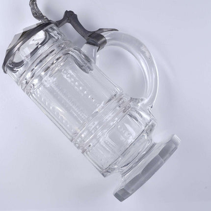 c1900 Faceted Cut glass bohemian beer stein