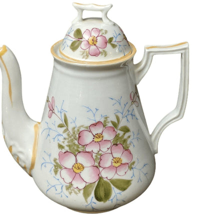 c1865 Ironstone-Kaffeekanne für Kinder, 6 3/8" hoch x 5,75" Griff bis zum Ausgießer.