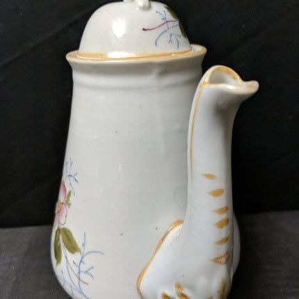 c1865 Child's Ironstone Coffee Pot 6 3/8" tall x 5.75" handle to spout.