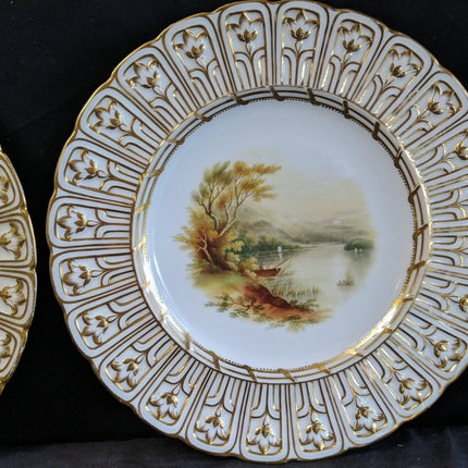 c1855 Minton Hand Painted Plates in Devon Shape 9 3/8" pair