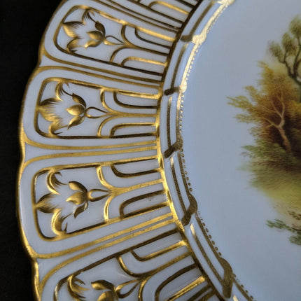 c1855 Minton Hand Painted Plates in Devon Shape 9 3/8" pair