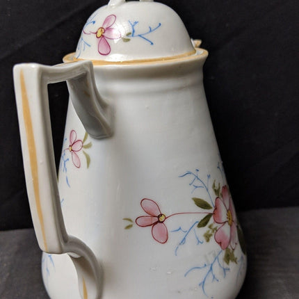 c1865 Child's Ironstone Coffee Pot 6 3/8" tall x 5.75" handle to spout.