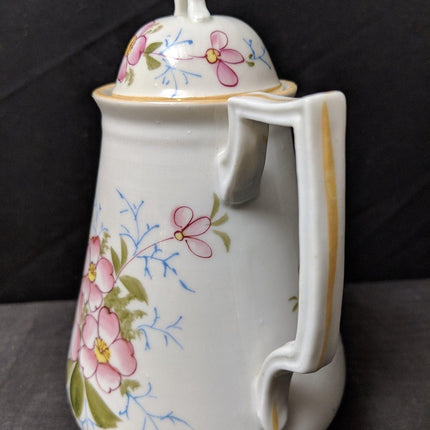 c1865 Child's Ironstone Coffee Pot 6 3/8" tall x 5.75" handle to spout.