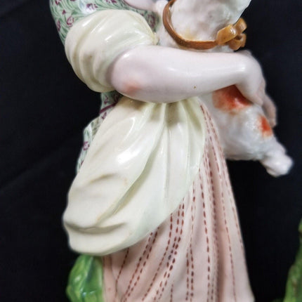 c.1810 Derby Figures Boy and Girl Holding Lamb and Dog