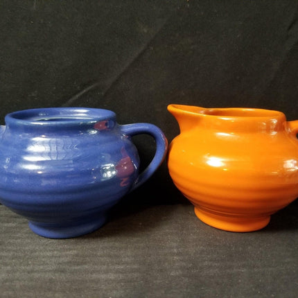 Bauer Demitasse Tassen und Milchkännchen/Sugar Orange Kobalt Gelb (5 Stück) MINT Kalifornische Keramik