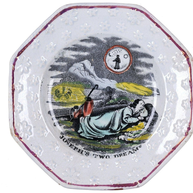 Biblical Staffordshire Childs plate Joseph's Two dreams