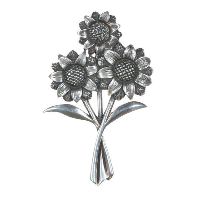 Retired James Avery sunflower brooch in sterling