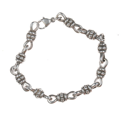 6.25" Retired James Avery Beaded thatch bracelet in sterling