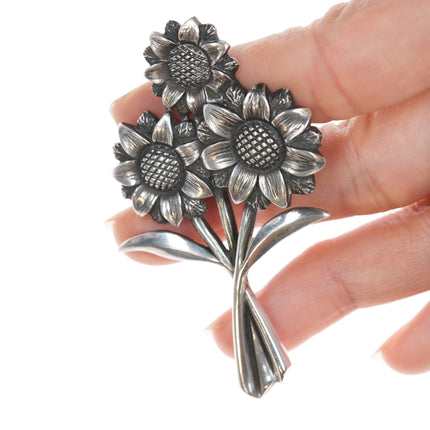 Retired James Avery sunflower brooch in sterling