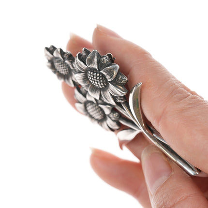 Retired James Avery sunflower brooch in sterling