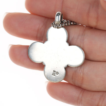 Retired James Avery Beaded cross pendant with necklace in sterling