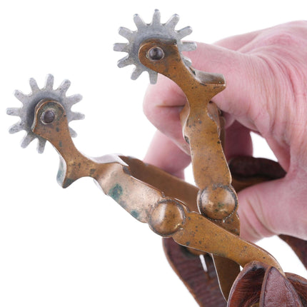 Vintage Bronze Texas Cowboy spurs with airplane metal rowels