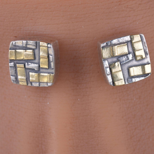 Lisa D'Agostino 18k/Sterling modernist earrings