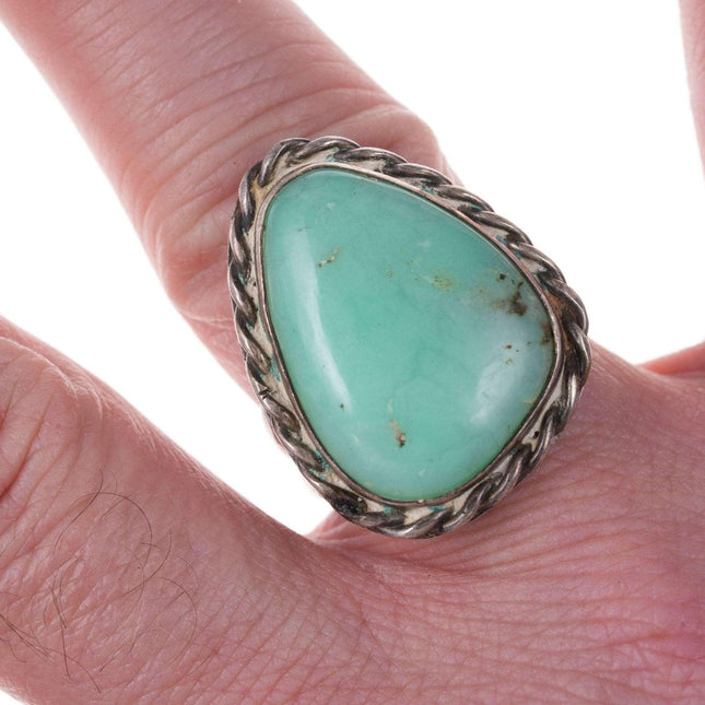 ca. 1950er Jahre Navajo Silber Grüner Chalcedon Ring