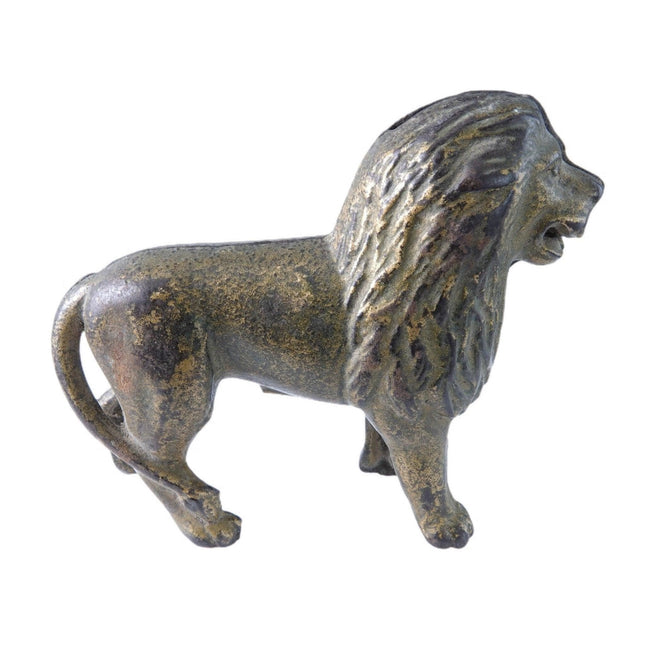 1910's Antique Arcade Cast Iron Lion Bank with good gold paint