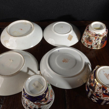 19th c British Imari Spode/Derby/Davenport Various Patterns Cups and Saucers