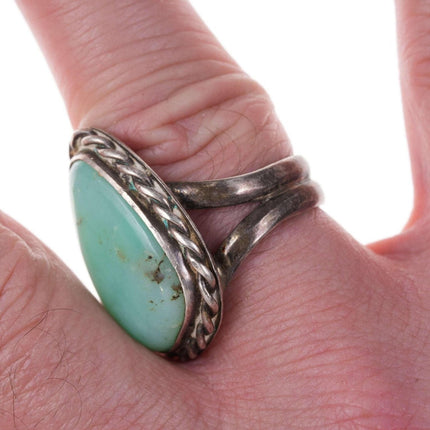 c1950's Navajo Silver Green Chalcedony Ring