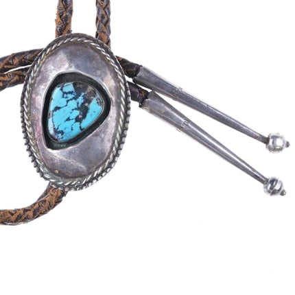 1980's Navajo sterling and turquoise bolo tie