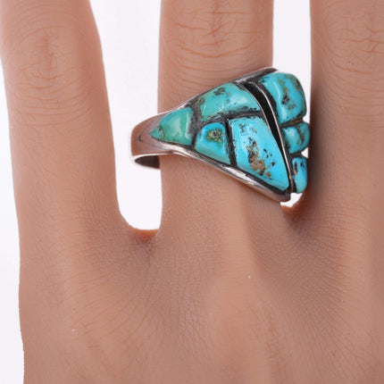 Sz15 Vintage sterling and turquoise cobblestone native American ring