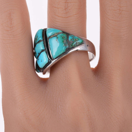 Sz15 Vintage sterling and turquoise cobblestone native American ring