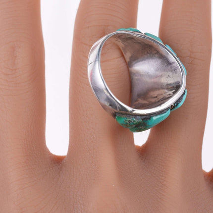 Sz15 Vintage sterling and turquoise cobblestone native American ring