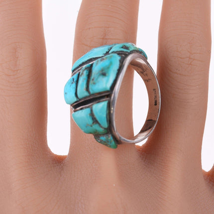 Sz15 Vintage sterling and turquoise cobblestone native American ring