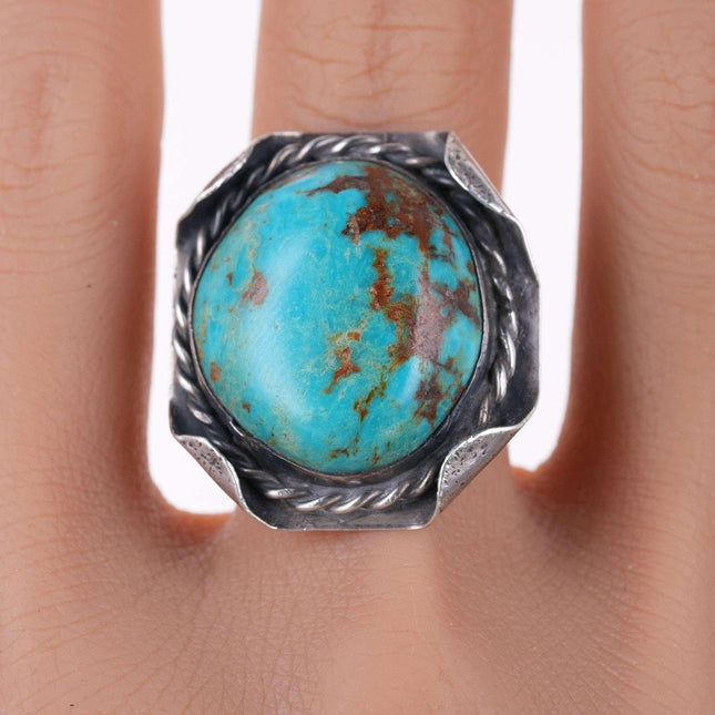 sz10 Vintage Native American Silver and turquoise ring