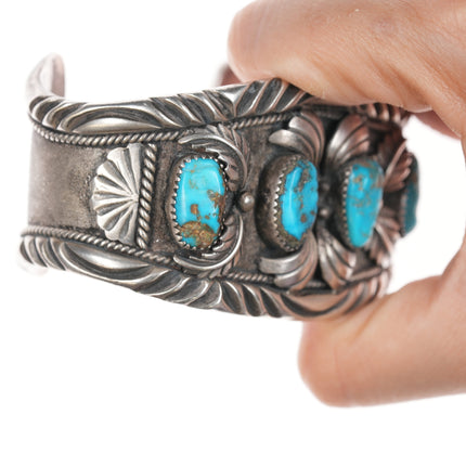 7.25" JBC Vintage Native American silver and turquoise cuff bracelet