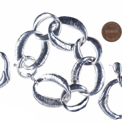 8.5" Chunky Sterling bracelet and earrings