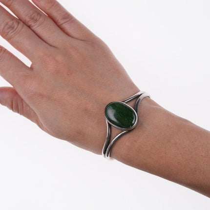 6.25" Sterling Maw Sit Sit/Jade bracelet