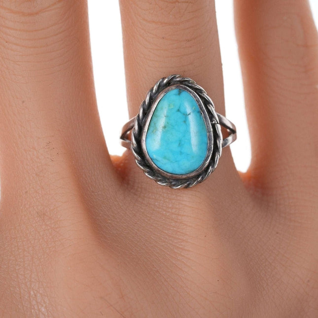 sz7.5 40's-50's Vintage Navajo Sterling and turquoise ring