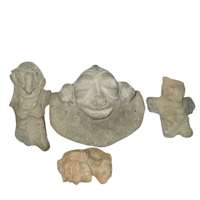 Pre Columbian Pottery Lot Effigy Pipe? Figural Pot Aztec Incan Native American