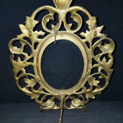 Antique Gilt Cast Iron Picture Frame 4"x 5.5" picture c.1900