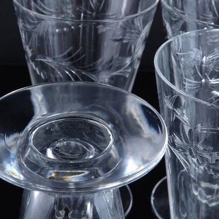 6 Hawkes Louise Etched Crystal Iced Tea Tumblers