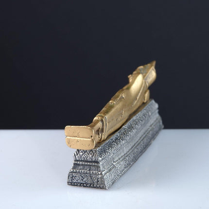 1990 MMA Miniature Gold Gilt Pewter Reclining Buddha