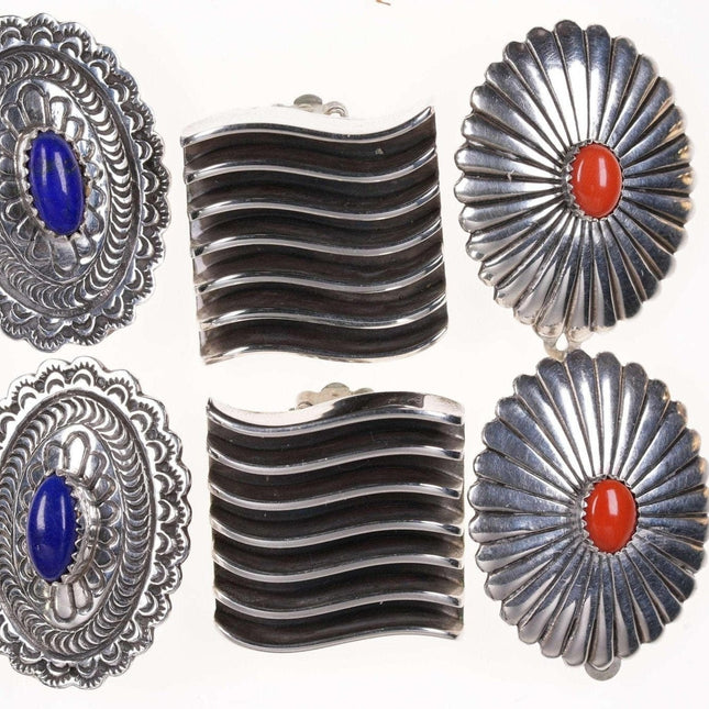 Vintage Navajo/Zuni Sterling Clip On Ohrring Lot 3 Paar