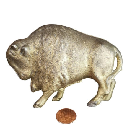 Antique Arcade Cast Iron Buffalo Bank c.1920's 3" tall x 4 3/8" long