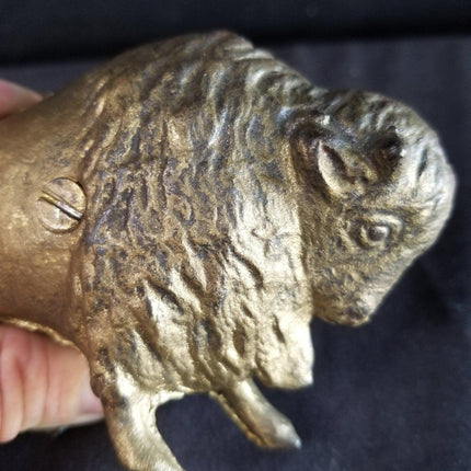 Antique Arcade Cast Iron Buffalo Bank c.1920's 3" tall x 4 3/8" long