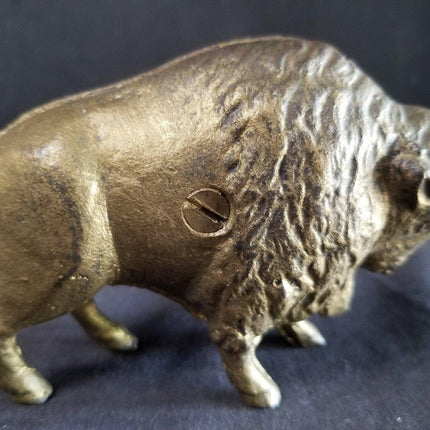 Antique Arcade Cast Iron Buffalo Bank c.1920's 3" tall x 4 3/8" long