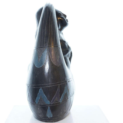 Manuel Felguerez (Mexican, 1928-2020) Painted Black pottery mermaid