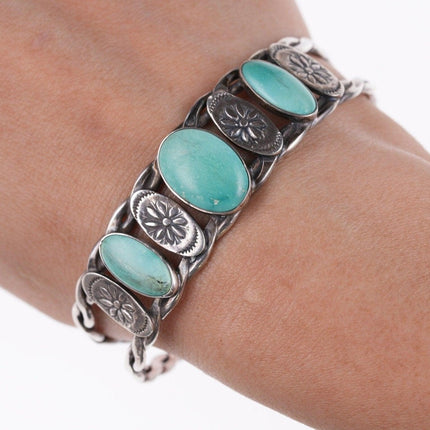 6.5" c1950's Navajo sterling and turquoise bracelet